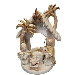Kirklands Potters Garden Nativity Tea Light‎ Candle Holder Christmas Holy Family